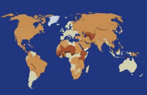Map of earth showing the change in emissions by country if GWP* were used.